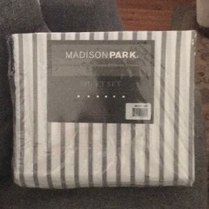 Madison Park Essentials King size sheet set.  Gray stripe.